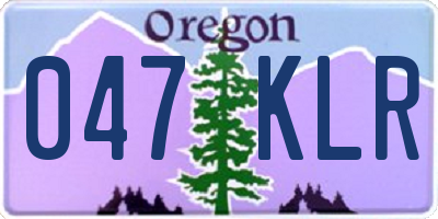 OR license plate 047KLR