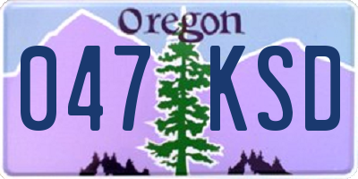 OR license plate 047KSD