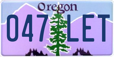 OR license plate 047LET