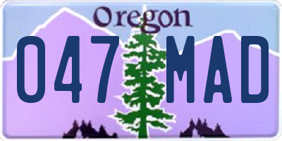OR license plate 047MAD