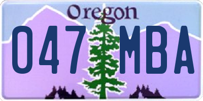 OR license plate 047MBA