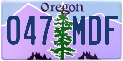 OR license plate 047MDF