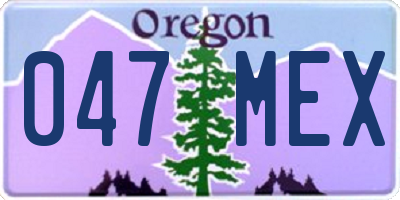 OR license plate 047MEX