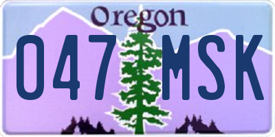 OR license plate 047MSK