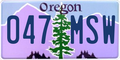 OR license plate 047MSW