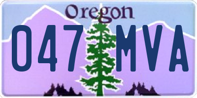 OR license plate 047MVA