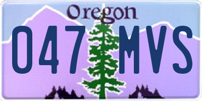 OR license plate 047MVS