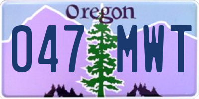 OR license plate 047MWT