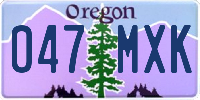 OR license plate 047MXK
