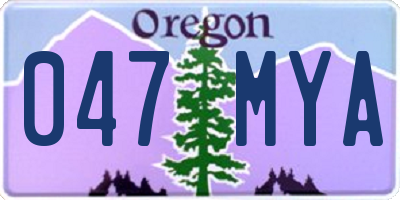 OR license plate 047MYA