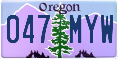 OR license plate 047MYW