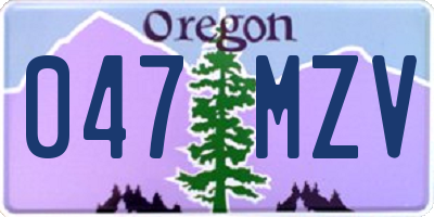 OR license plate 047MZV