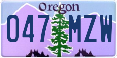 OR license plate 047MZW