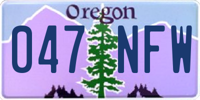 OR license plate 047NFW