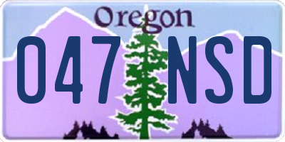 OR license plate 047NSD