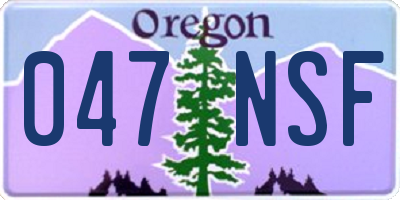 OR license plate 047NSF