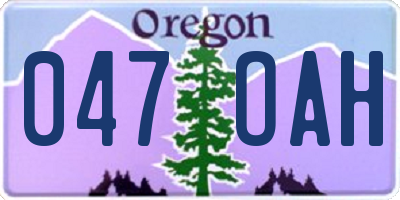 OR license plate 047OAH