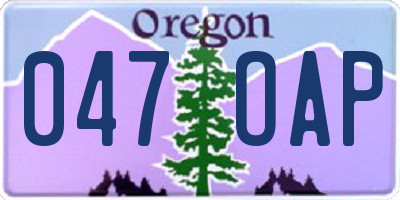 OR license plate 047OAP