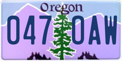 OR license plate 047OAW