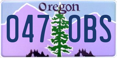 OR license plate 047OBS