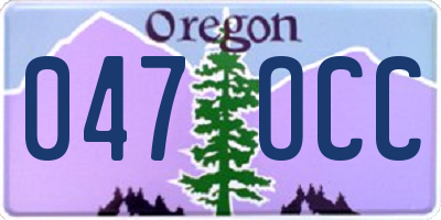 OR license plate 047OCC