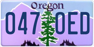 OR license plate 047OED