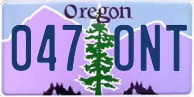 OR license plate 047ONT
