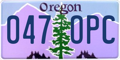 OR license plate 047OPC