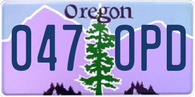 OR license plate 047OPD