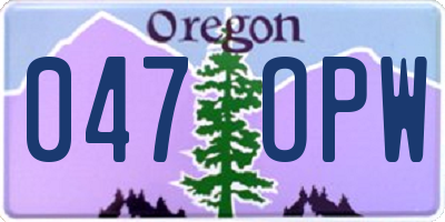 OR license plate 047OPW