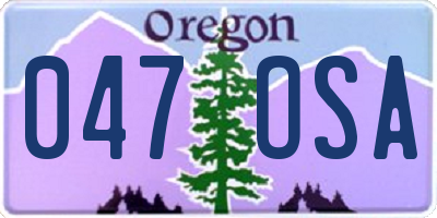 OR license plate 047OSA