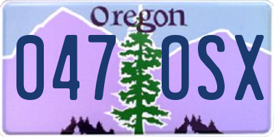 OR license plate 047OSX