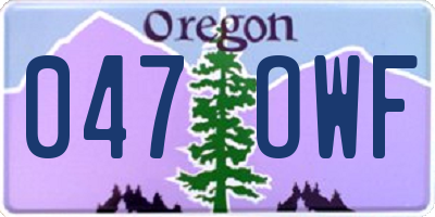 OR license plate 047OWF