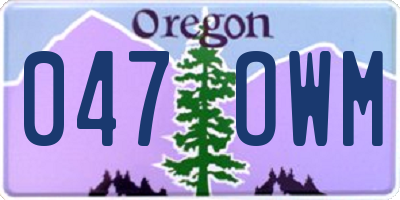 OR license plate 047OWM