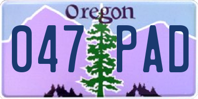 OR license plate 047PAD