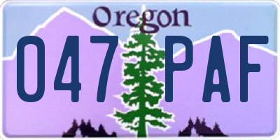OR license plate 047PAF