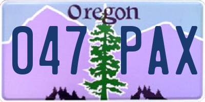 OR license plate 047PAX
