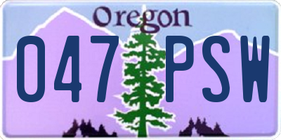 OR license plate 047PSW