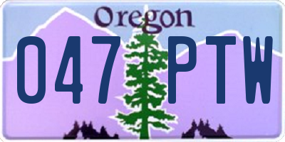 OR license plate 047PTW