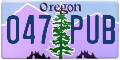 OR license plate 047PUB