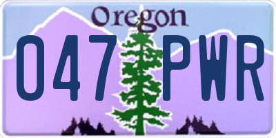 OR license plate 047PWR