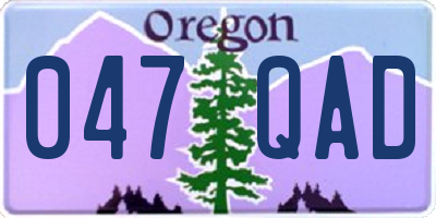 OR license plate 047QAD