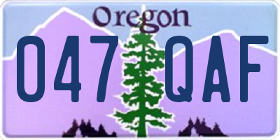 OR license plate 047QAF