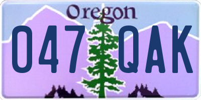 OR license plate 047QAK