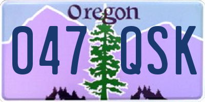 OR license plate 047QSK