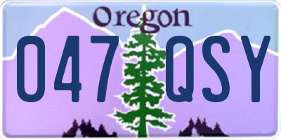 OR license plate 047QSY