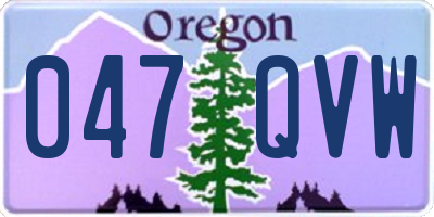 OR license plate 047QVW