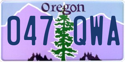 OR license plate 047QWA