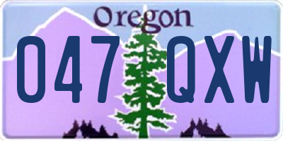 OR license plate 047QXW