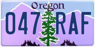 OR license plate 047RAF